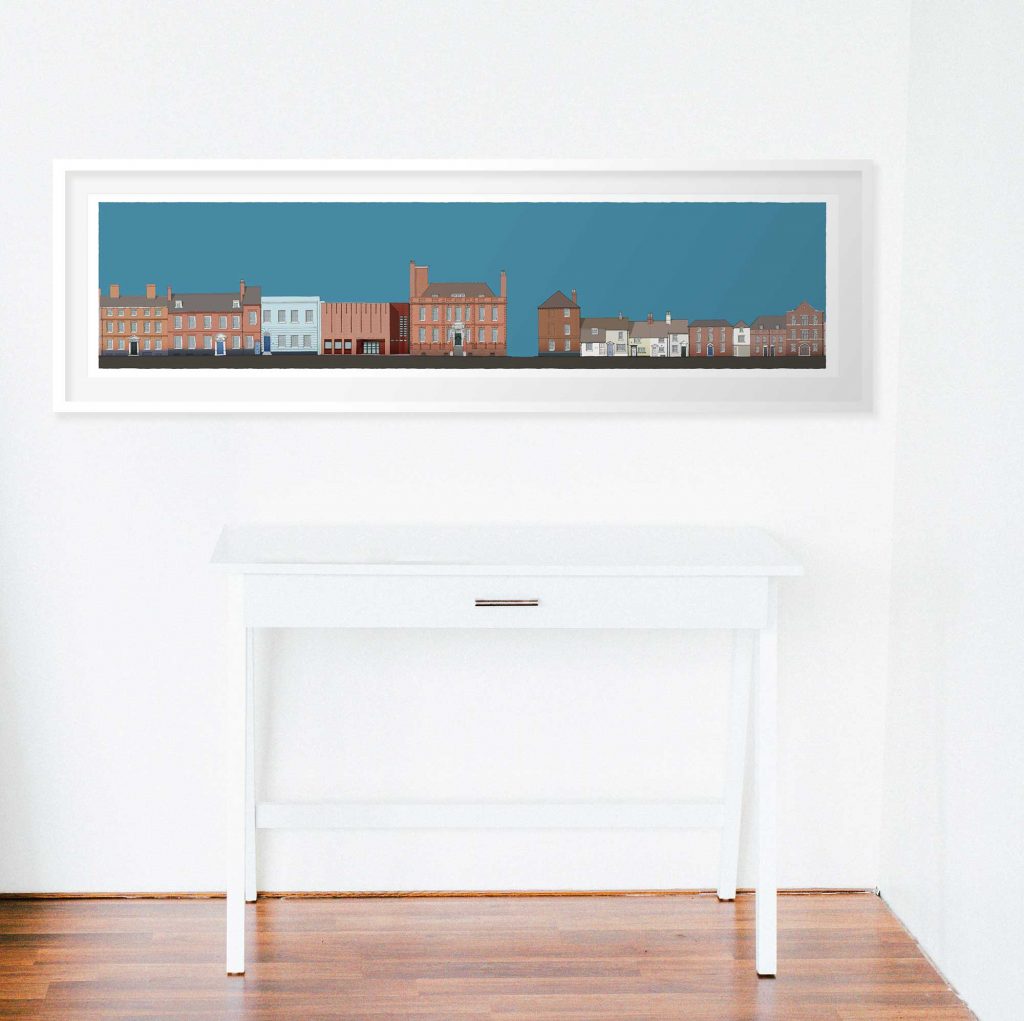 room with Panoramic print named Pallant House Gallery North South, architectural print by artist alej ez