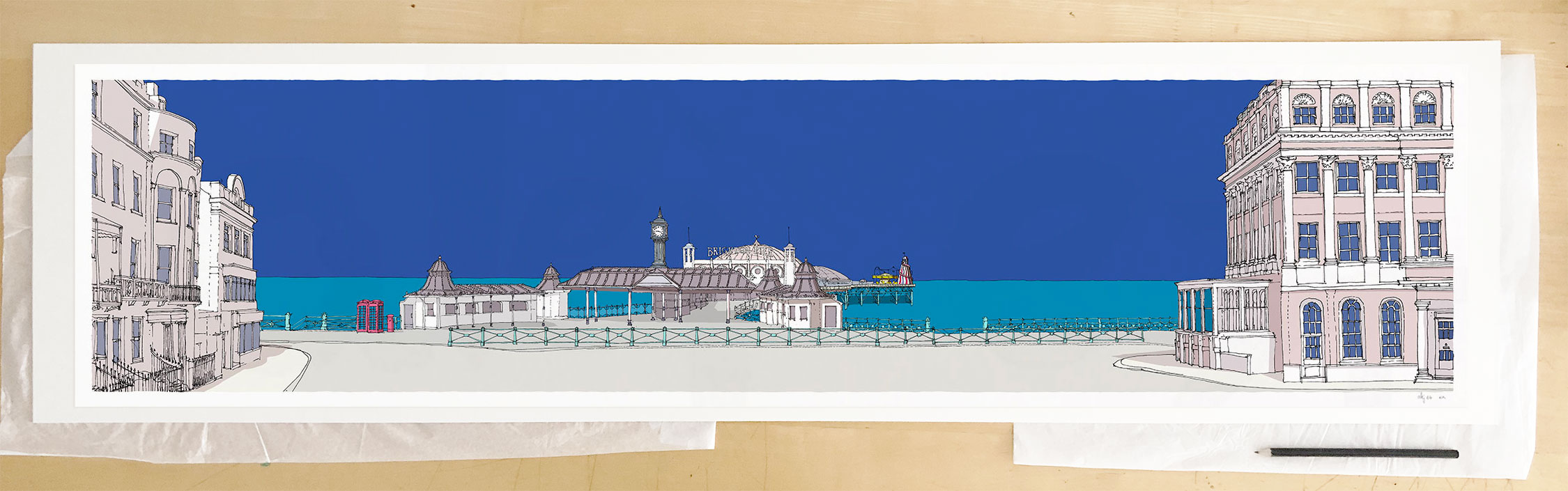 Fine art print by artist alej ez titled Brighton City Pier Blue K
