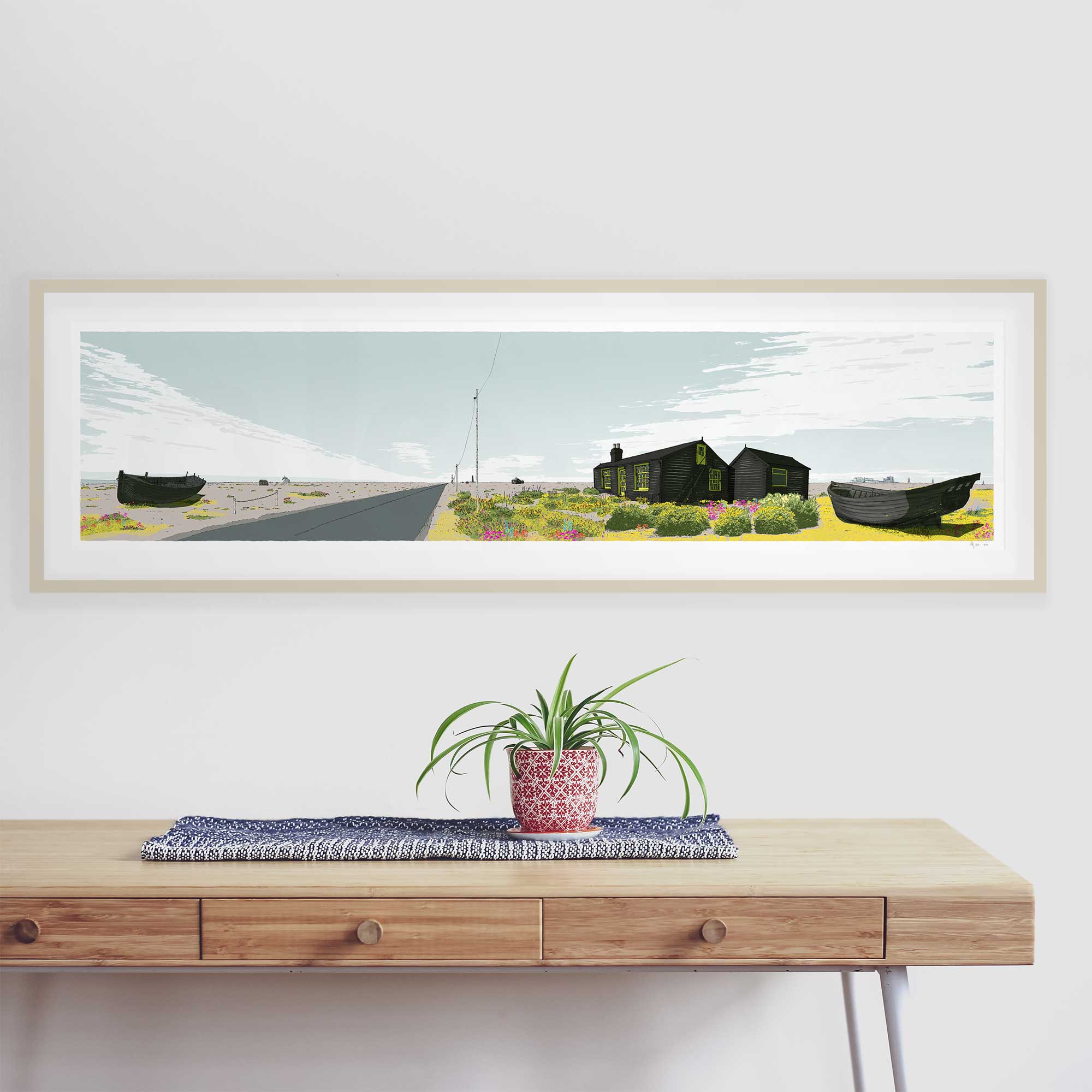 Framed art print by artist alej ez named 'Stratus Over Dungeness Derek Jarman Prospect Cottage'