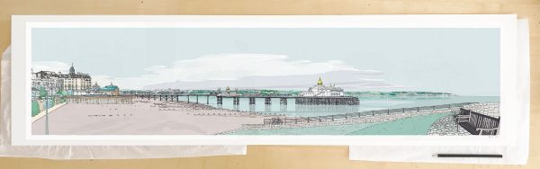 Fine art print by UK artist alej ez titled Eastbourne East Promenade Pebble Beach