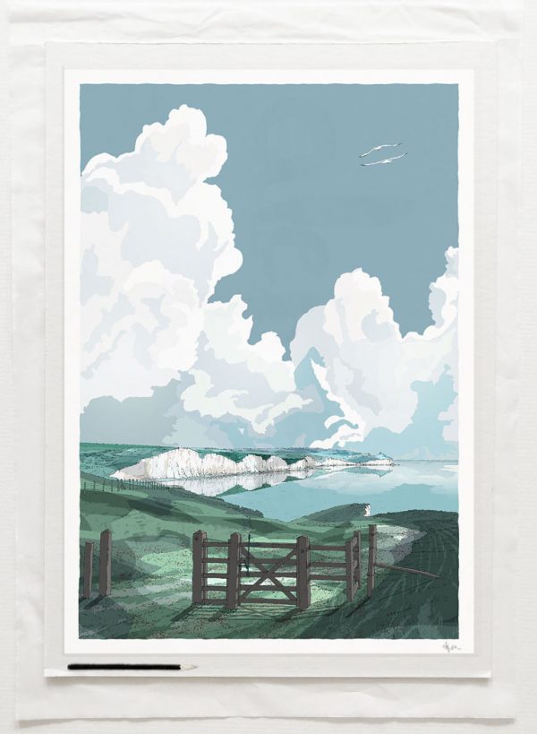 art print titled Seven Sisters Print White Cliffs Sussex Mint by artist alej ez