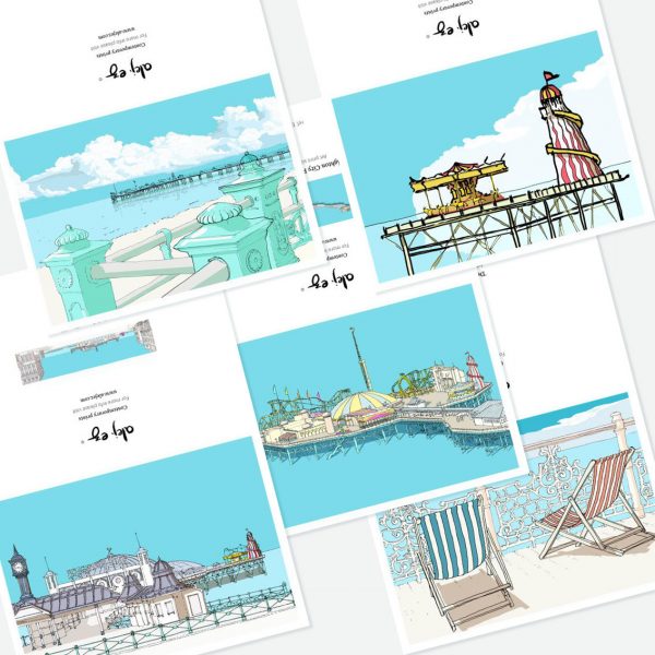 Brighton Pier. 5 greeting cards set