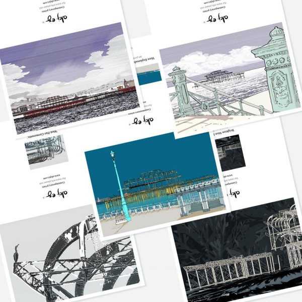 West Pier. 5 greeting cards set