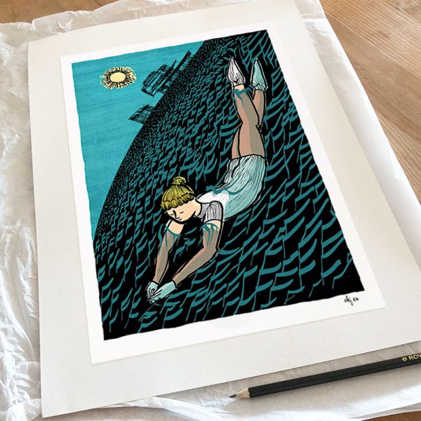 Art print titled Winter Swimming with a Woolly Hat by artist alej ez