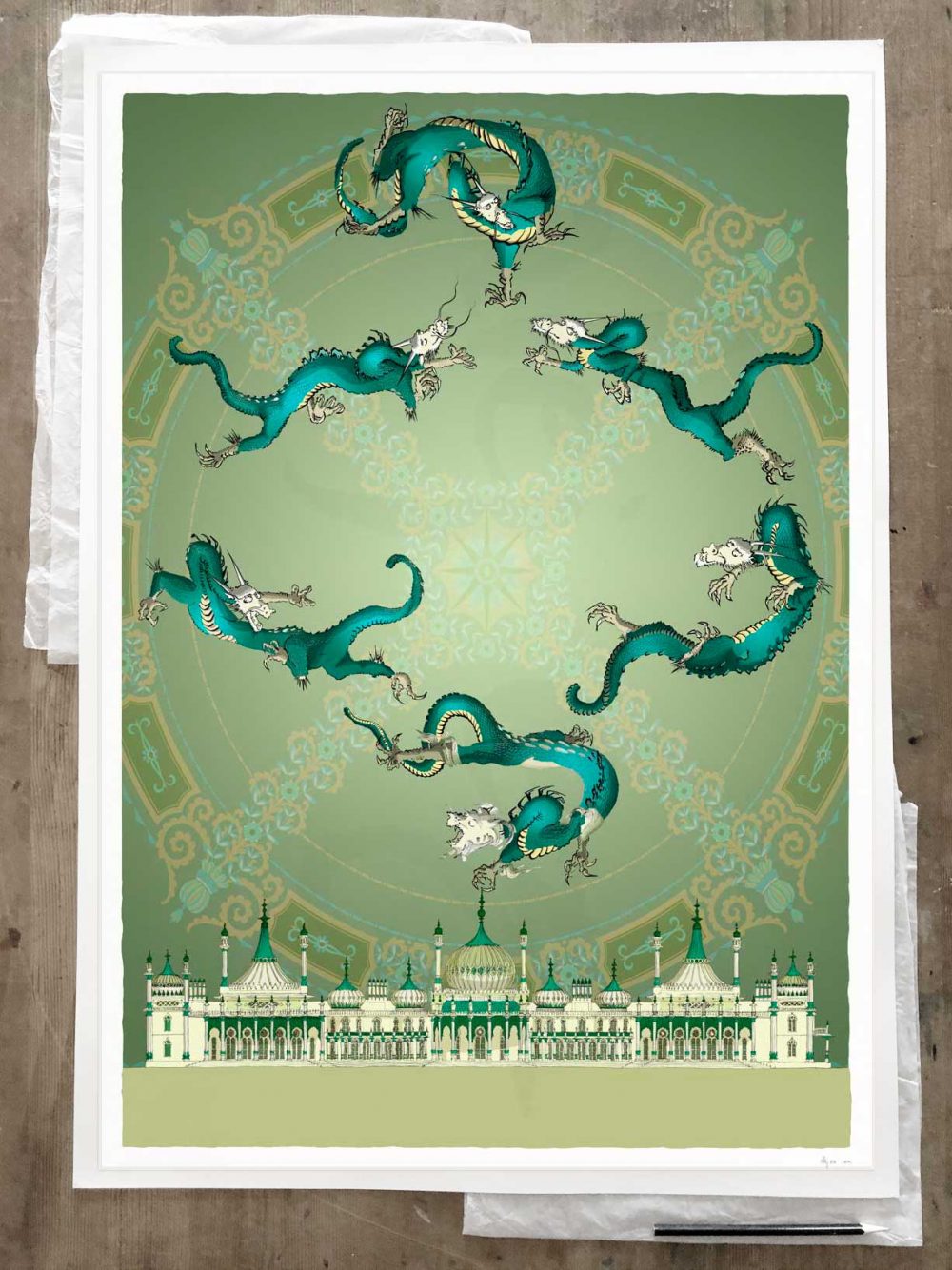 Fine art print by artist alej ez titled Brighton Royal Pavilion Chinoiseriez Arco