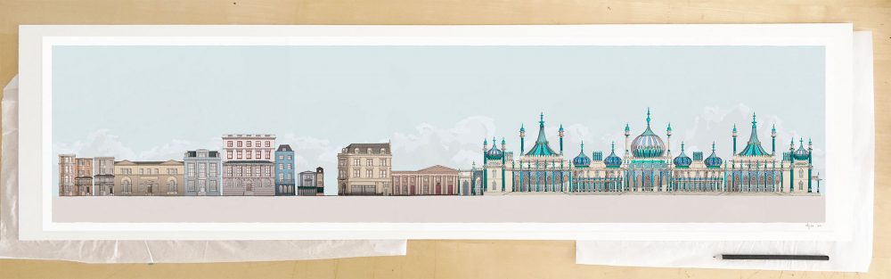 Fine art print by UK artist alej ez titled Hers and His Fitzherbert and George IV Brighton Pavilion Pebble Beach