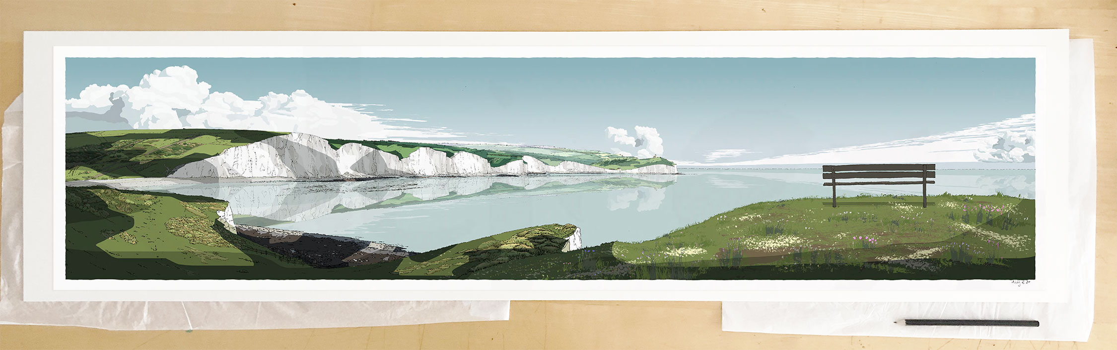 Fine art print by UK artist alej ez titled Seven Sisters Cliffs Seven Sisters Cliffs