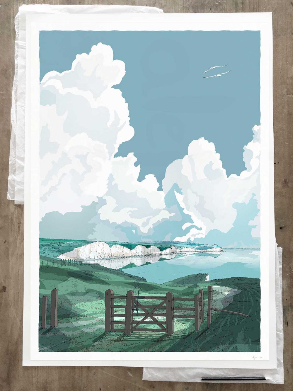 Fine art print by artist alej ez titled Seven Sisters Cliffs from Seaford to Beachy Head Sussex Mint