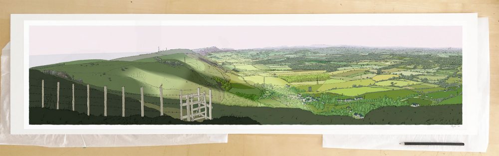 Fine art print by UK artist alej ez titled The Lark over the Sussex Weald from Devils DykeThe Lark over the Sussex Weald from Devils Dyke