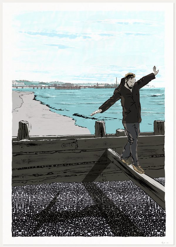 Art print titled A winter walk along Brighton Beach by artist alej ez