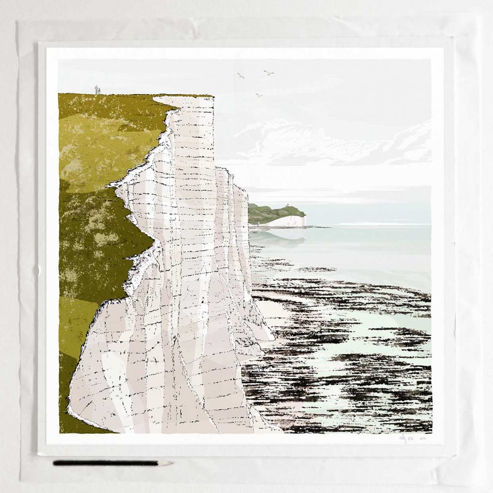 art print titled Seven Sisters Cliffs Walk Brass Point Summer by artist alej ez