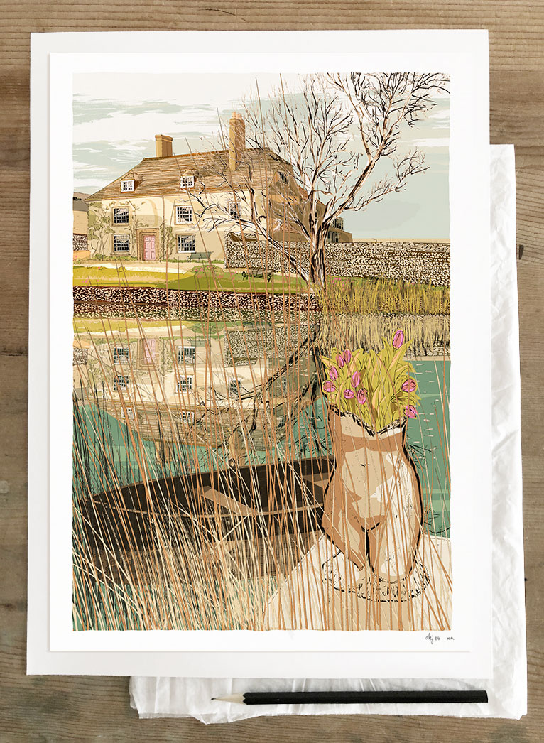 Art print by artist alej ez titled Virginia Woolf's writing lodge at Monks House Rodmell