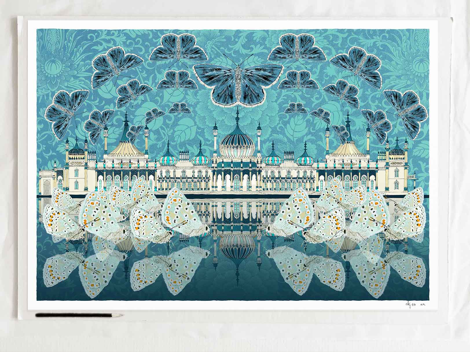 Art print by artist alej ez titled Butterfly Art Royal Pavilion Crystal Blue