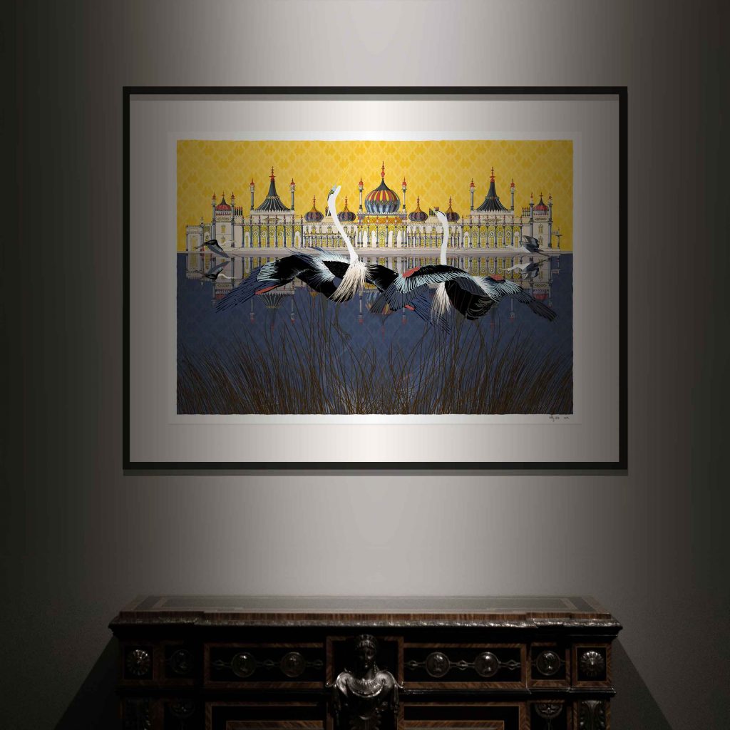 Heron Print Royal Pavilion Orient Nights framed art print by artist alej ez
