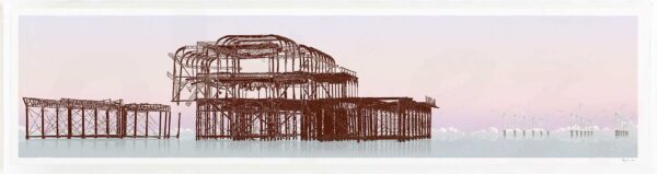art print titled West Pier Rampion Wind Farm Eventide by artist alej ez