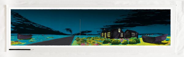 art print titled Derek Jarman Blue Night Dungeness Prospect Cottage by artist alej ez