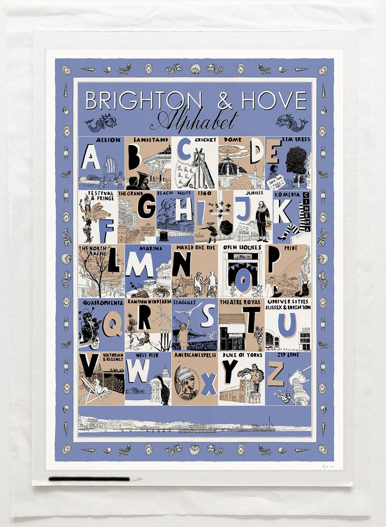 art print titled Brighton and Hove Alphabet by artist alej ez
