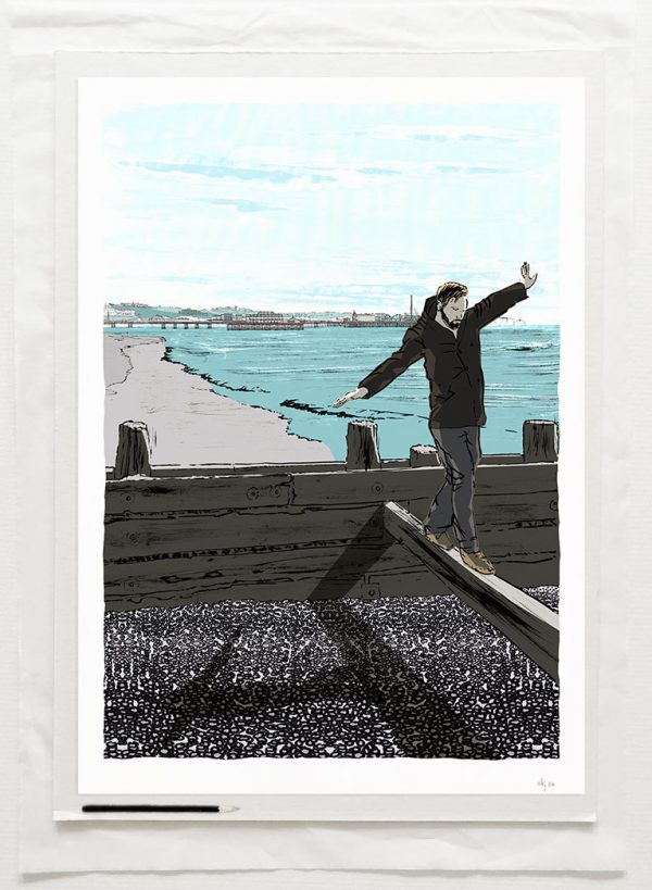 art print titled A Winter Walk along Brighton Beach by artist alej ez