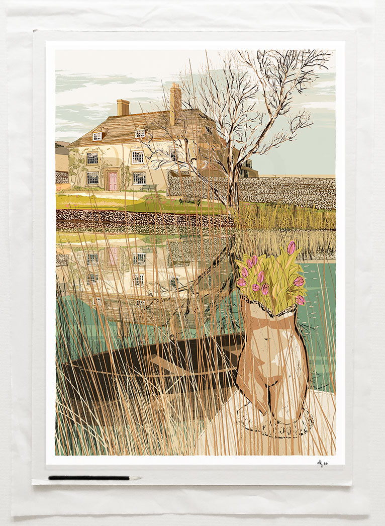 art print titled The Pond at Charleston House Bloomsbury by artist alej ez