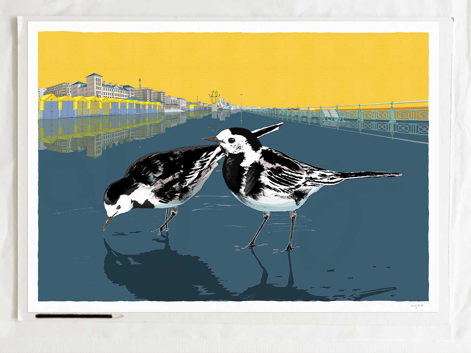 art print titled Wagtails by Hove Plinth Brighton Seafront by artist alej ez