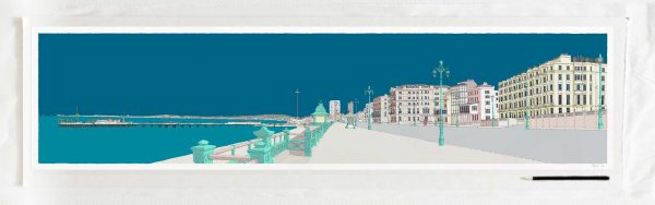 art print titled Kemptown Brighton Promenade Ocean Blue by artist alej ez