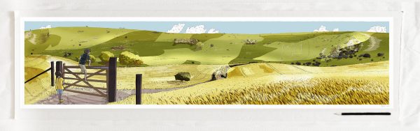 Art print by artist alej ez titled A Sussex Walk to The Long Man of Wilmington along the South Downs Way
