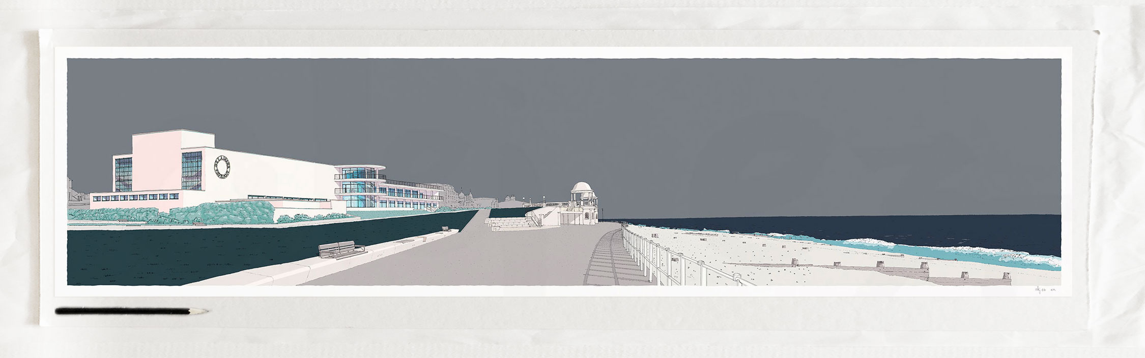 art print titled De la Warr Pavilion Bexhill on Sea Silver Grey by artist alej ez