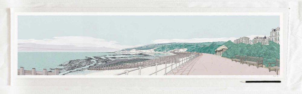 art print titled Eastbourne West Promenade Pebble Beach by artist alej ez