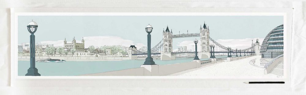 art print titled London River Thames by Tower Bridge Pebble Beach by artist alej ez