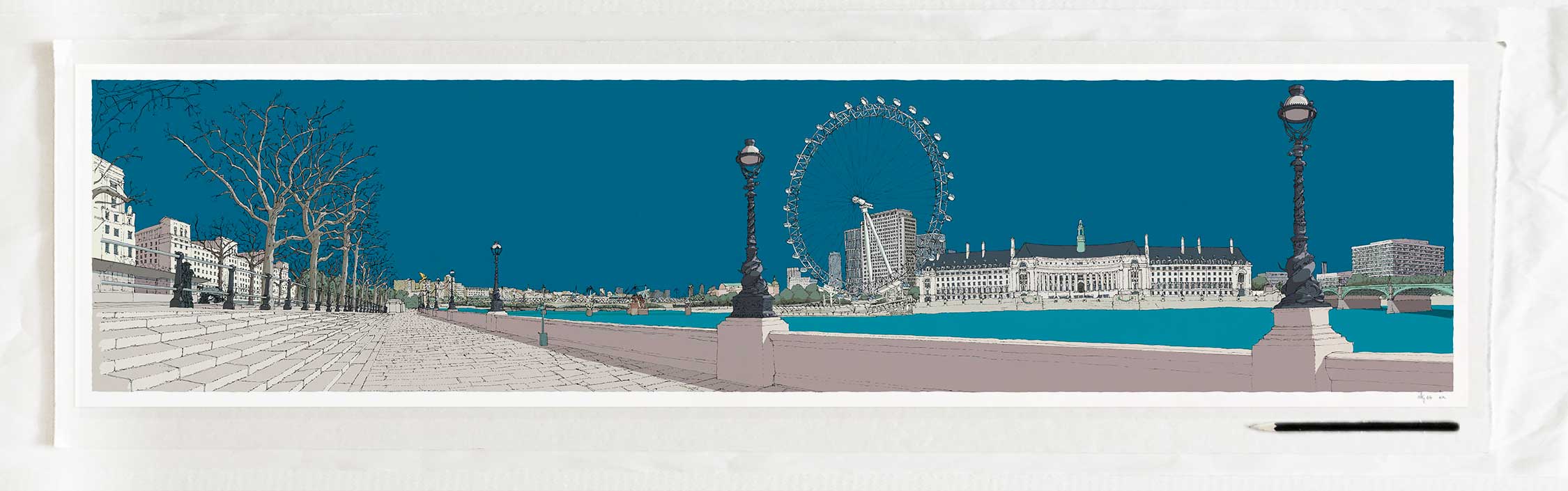 art print titled London River Thames by Westminster Bridge Ocean Blue by artist alej ez