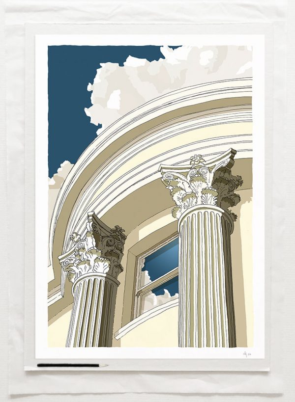 Art print by artist alej ez titled Brunswick Square Window Corinthian columns