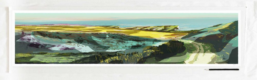 art print titled Early Spring in South Downs from Seaford to Cuckmere Haven by artist alej ez