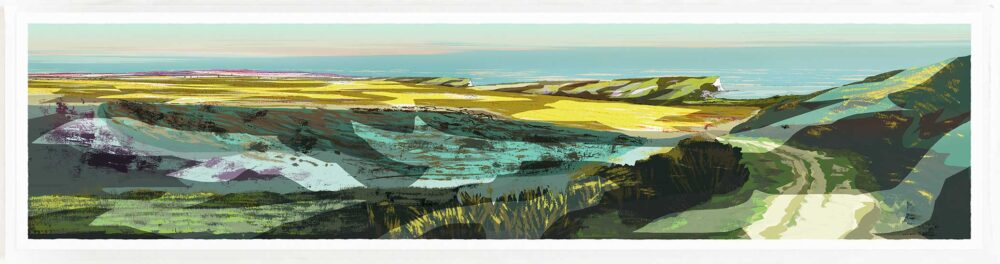 Art print by artist alej ez titled Early Spring South Downs From Seaford to Cuckmere Haven