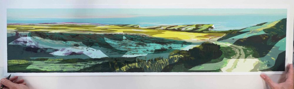 Art print by artist alej ez titled Early Spring South Downs From Seaford to Cuckmere Haven