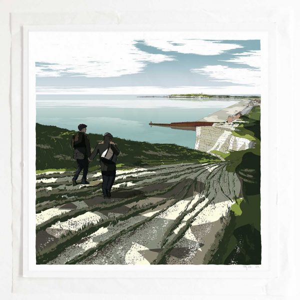 Art print by artist alej ez titled From Seaford Head to Newhaven Walk Hand in Hand