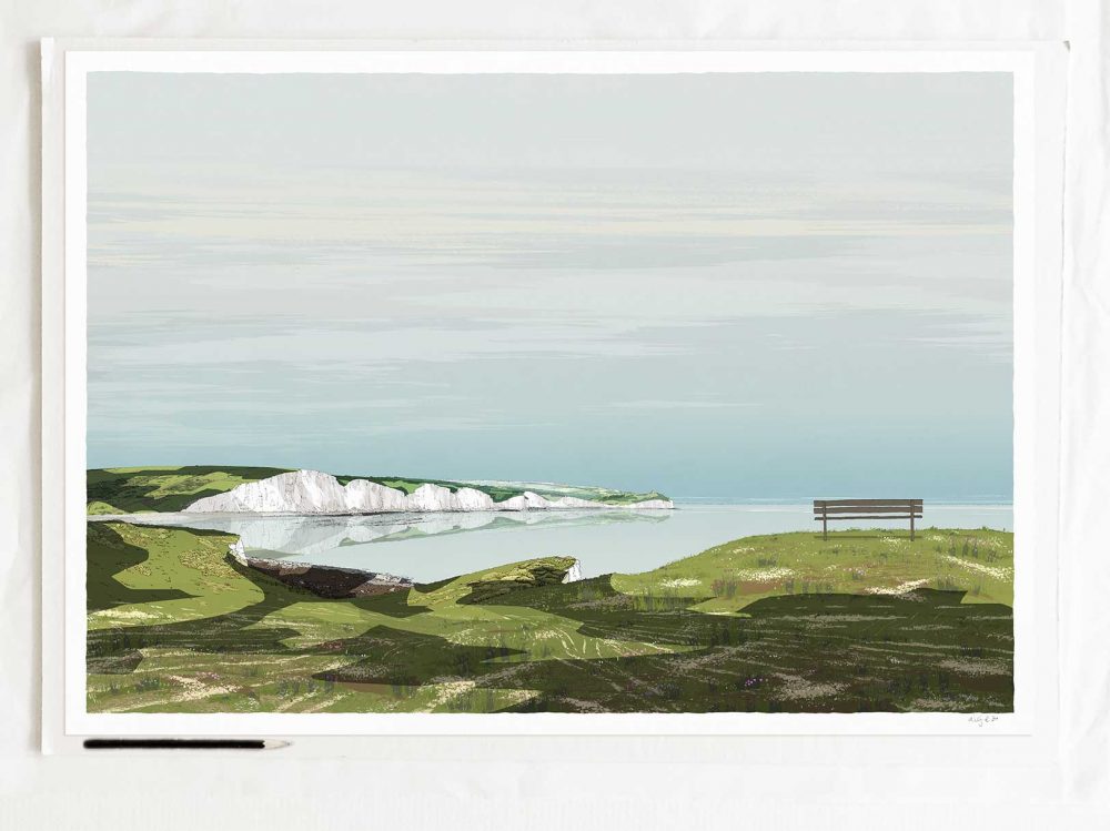 Art print titled Seven Sisters White Cliffs from Hope Gap by artist alej ez