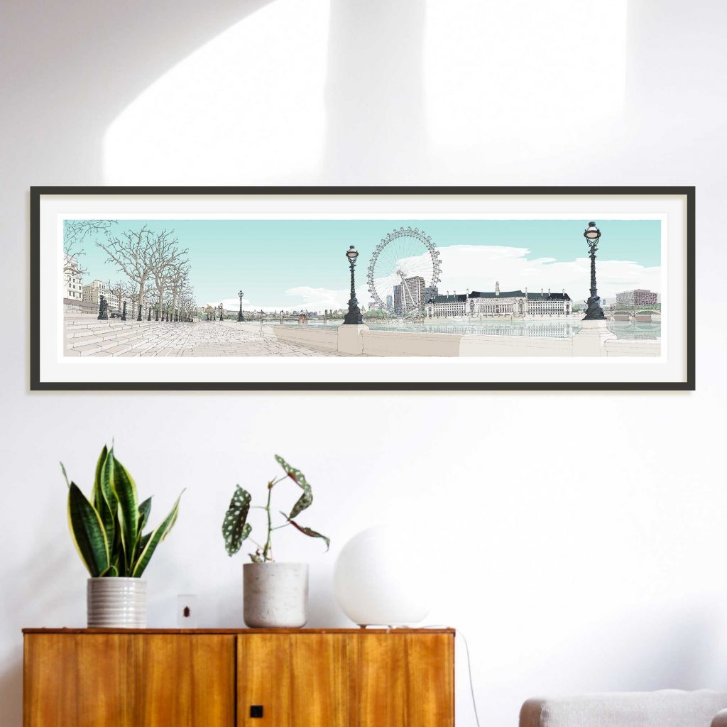 Framed art print by artist alej ez titled London River Thames by Westminster Reflections