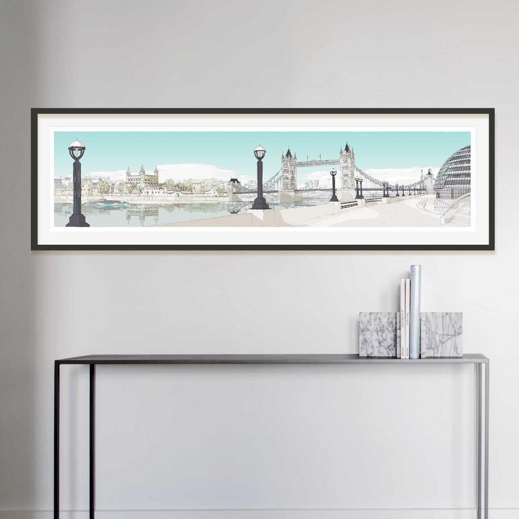 Framed art print by artist alej ez titled London River Thames by Tower Bridge Reflections