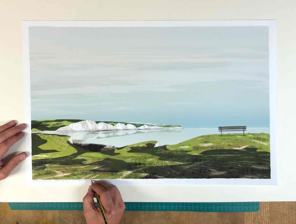 Art print titled Seven Sisters White Cliffs from Hope Gap by artist alej ez