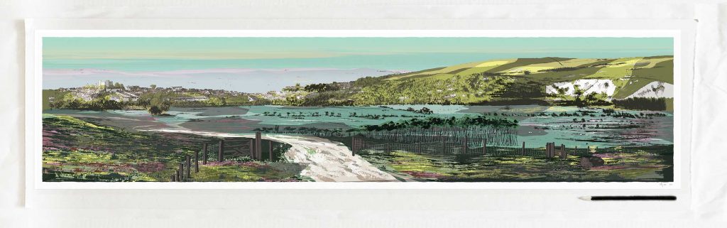 Art print by artist alej ez titledLewes Town Downs  White Cliffs and Marshes 