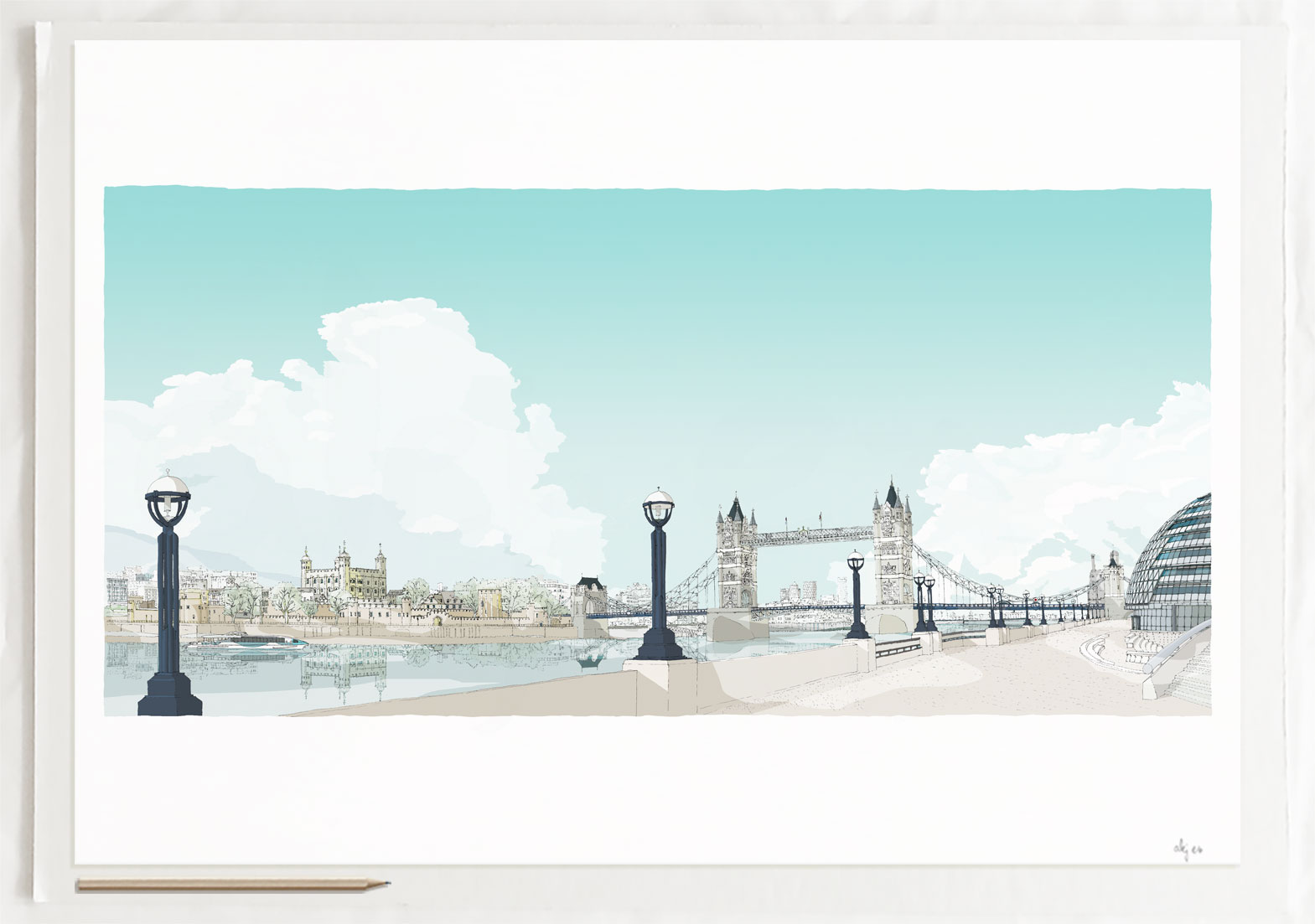 Art print by artist alej ez titled London Thames by Westminster Bridge