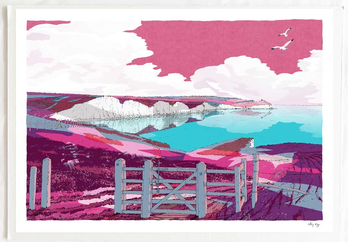 Art print titled Gateway Song to Seven Sisters White Cliffs by artist alej ez