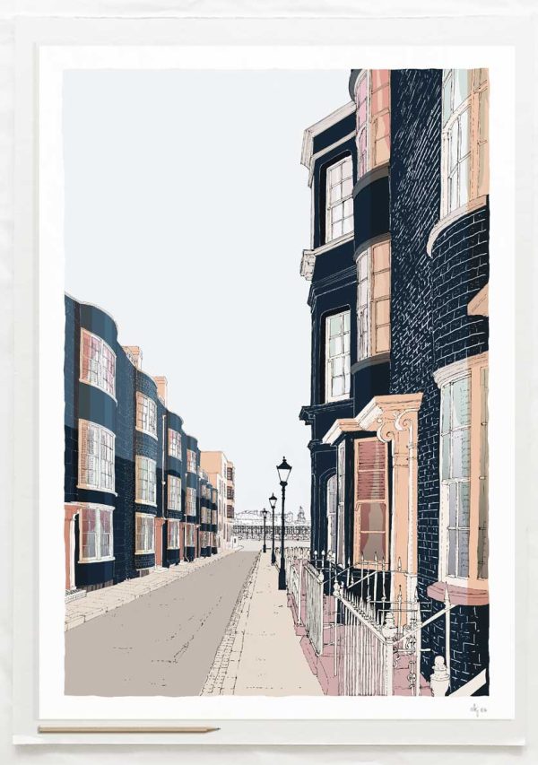 Art print by artist alej ez titled Manchester Street Brighton Seaside Architecture