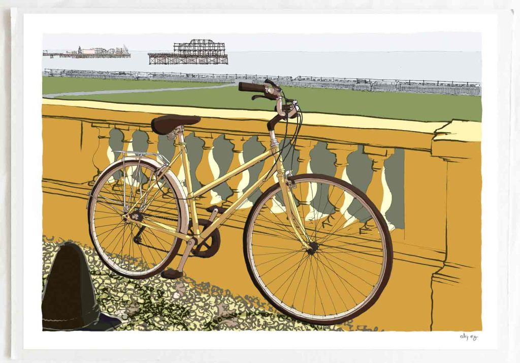 Art print tilted Art print by artist alej ez titled A Clycle to Adelaide Crescent Brighton and Hove Seafront by artist alej ez