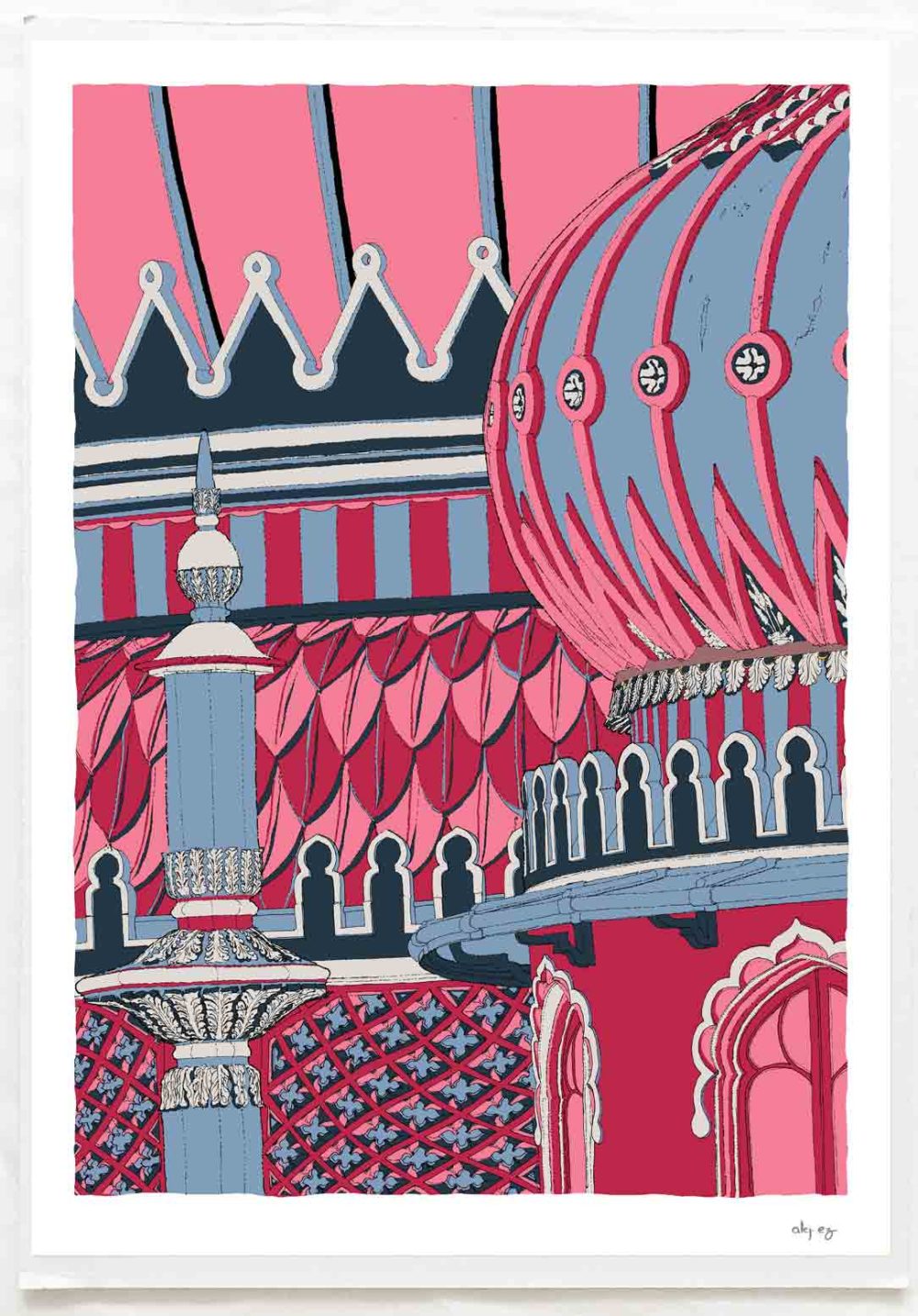Art print by alej ez titled Regency Song Brighton Royal Pavilion Finial and Domes