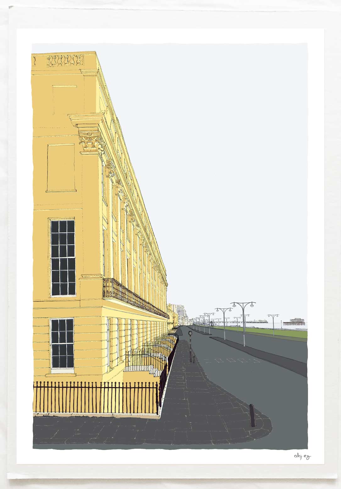 Art print titled Brunswick Terrace Brighton Seafront by artist alej ez