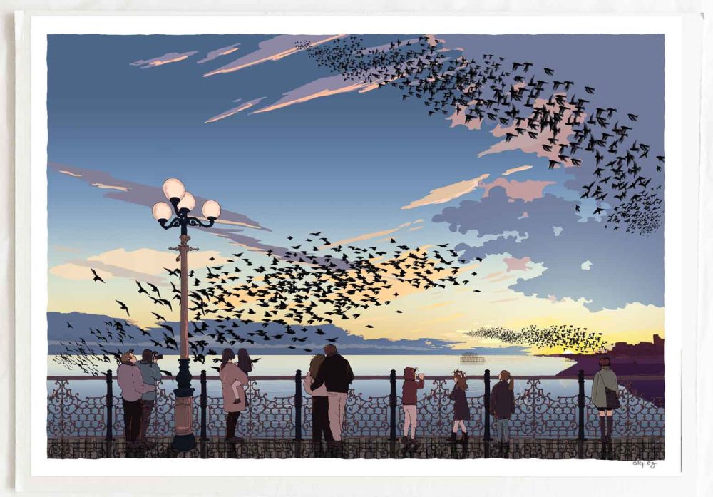 Starling Love Brighton Palace Pier art print by artist alej ez