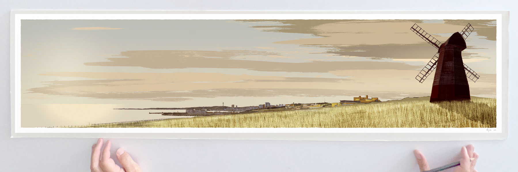 Art print by artist alej ez titled Beacon Mill Rottingdean to Brighton
