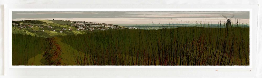 Art Print titled Rottingdean the Sea and Beacon Mill by artist alej ez