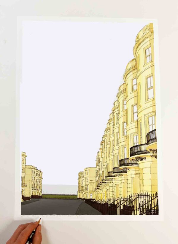Art Print titled Brunswick Place Brighton Architecture by the Sea Amber by artist alej ez
